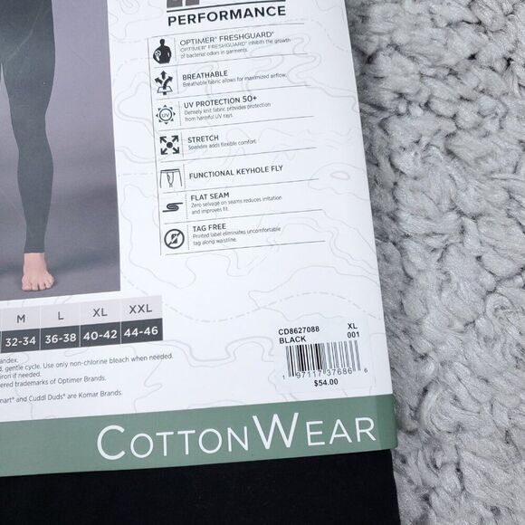 Cuddl Duds Men's Performance Baselayer Black CottonWear Thermal Pants Keyhole XL - Picture 5 of 6